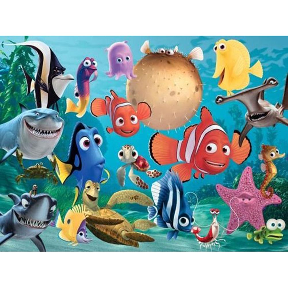 

45*35CM - Cartoon Fish - Round Drill Diamond Painting, 501 Original