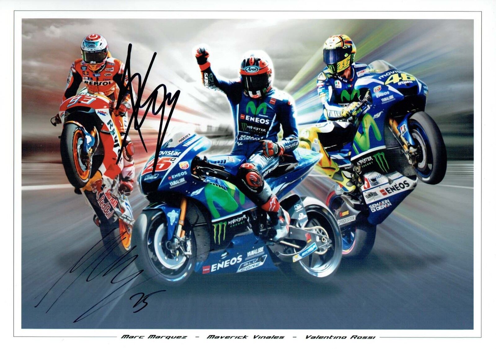 Marc MARQUEZ & Maverick VINALES SIGNED 16x12 Autograph Photo Poster painting AFTAL COA MOTOGP