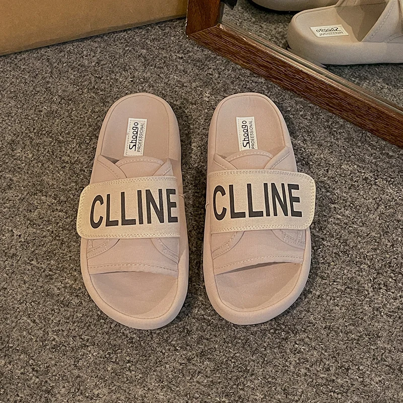 Yyvonne Casual Word Lazy Slippers Women 2025 New Fashion Thick-Soled Magic Stick Sandals Wearing High-End Feel