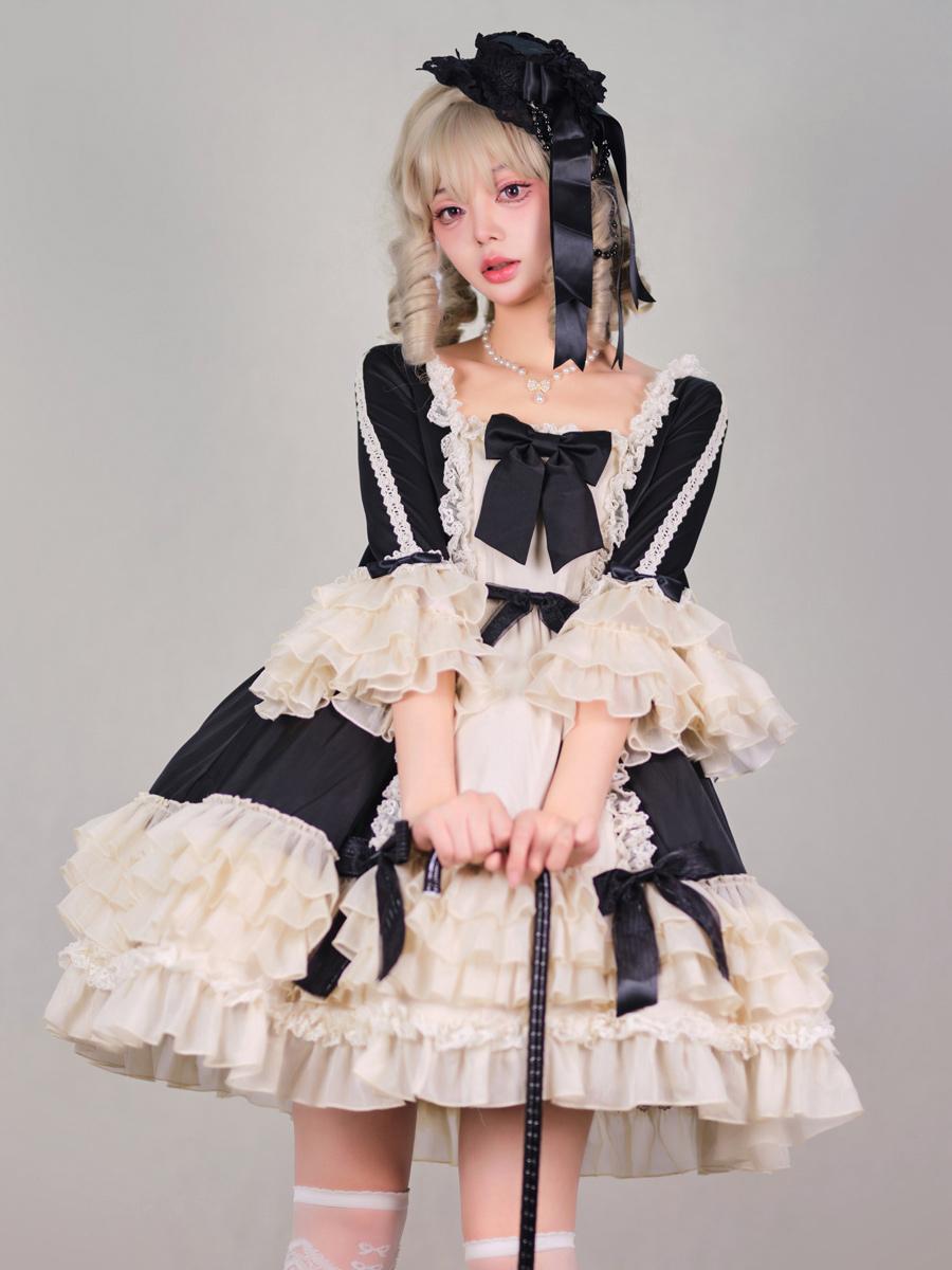 Gothic Lolita Dress Chiffon Bow Ruffles Lolita