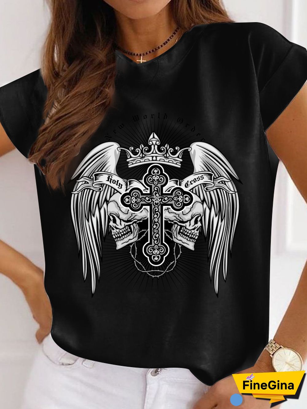 Gothic T-shirt For Women Streetwear Funny Print Hip Hop Short Sleeve T Shirt Harajuku Priority Money Printed Polyester Top Black