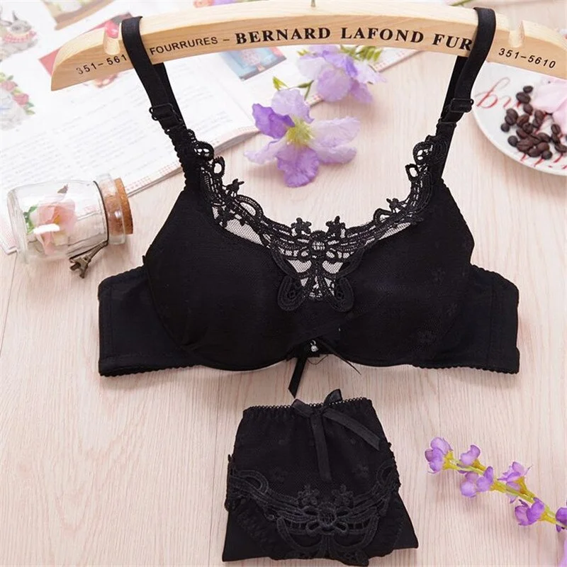 Luxury Thin Cup Perspective Leakproof lace brand sexy gather BC big cup bra set cozy lace flower women underwear set bra and pan