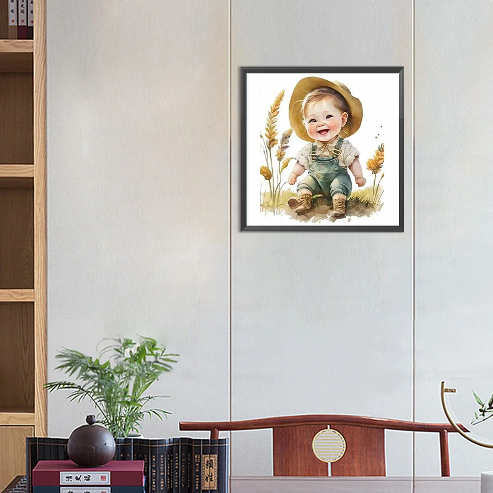 Diamond Painting - Full Round Drill - Farm Cowboy Kids(Canvas|30*30cm)