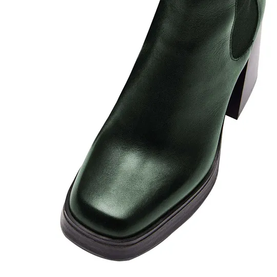 green dress boots women YDYCG Sexy All-Match Fashionable Women's Lady Elegant Evening Party High Heel Shoes England Style Ankle Boots Leather Short Boot (Color : Army Green, Shoe Size : 6) : Clothing 27.5 cmShaft Height BLISSFUL STEP Women's Buckle Pointed