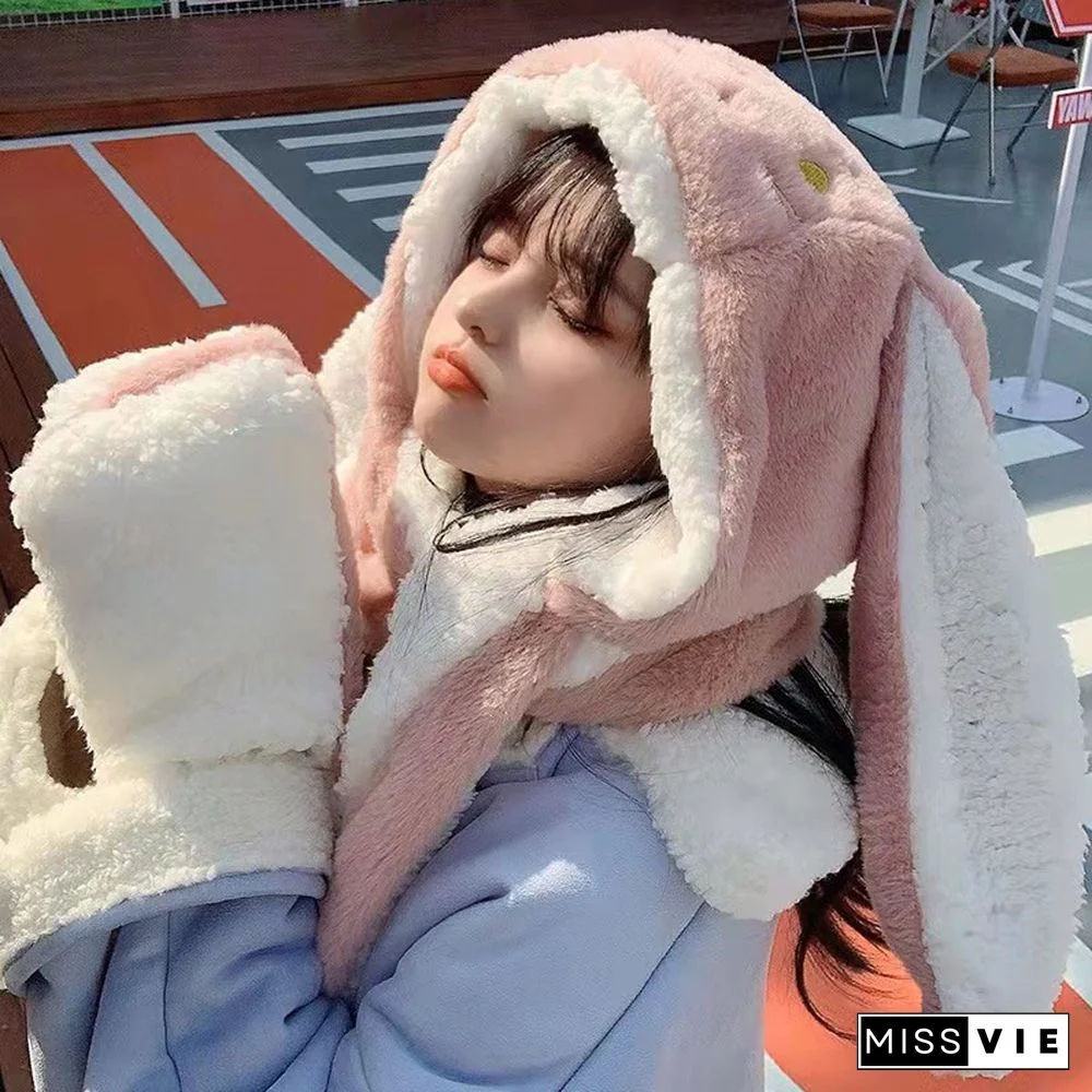 Long Rabbit Ears Hat Scarf Gloves Warmer