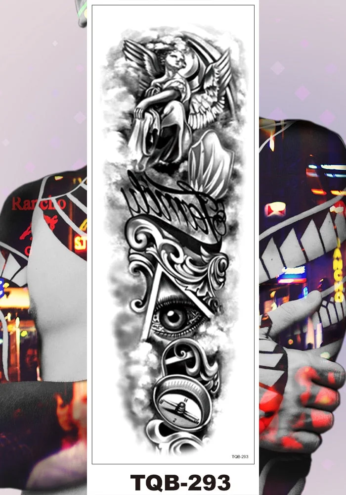 Full Flower Arm Temporary Tattoo Sticker Men Women Adult Girl Body Art Fake Tatoo Characters Love Confession Totem Lily Hotwife