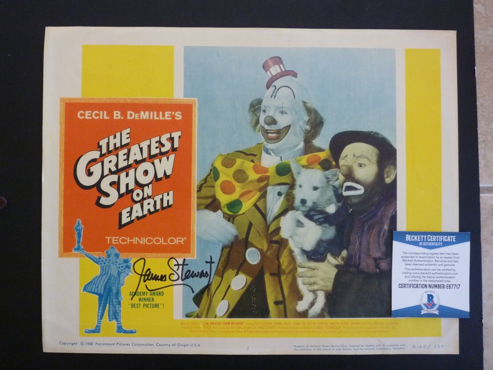 James Jimmy Stewart Autograph Signed 11x14 '60 Lobby Card Photo Poster painting BAS Certified F5