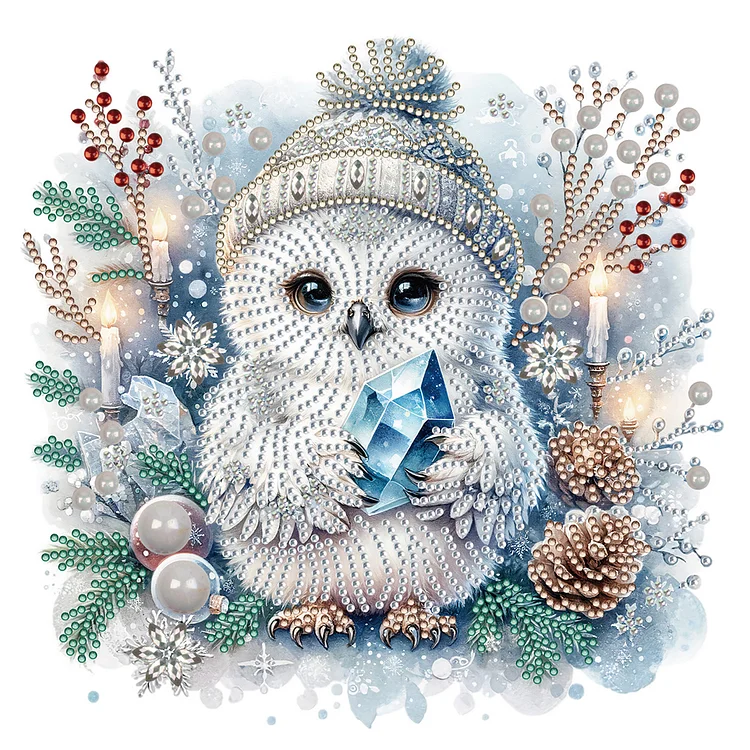 Partial Special-Shaped Diamond Painting - Winter Owl 30*30CM