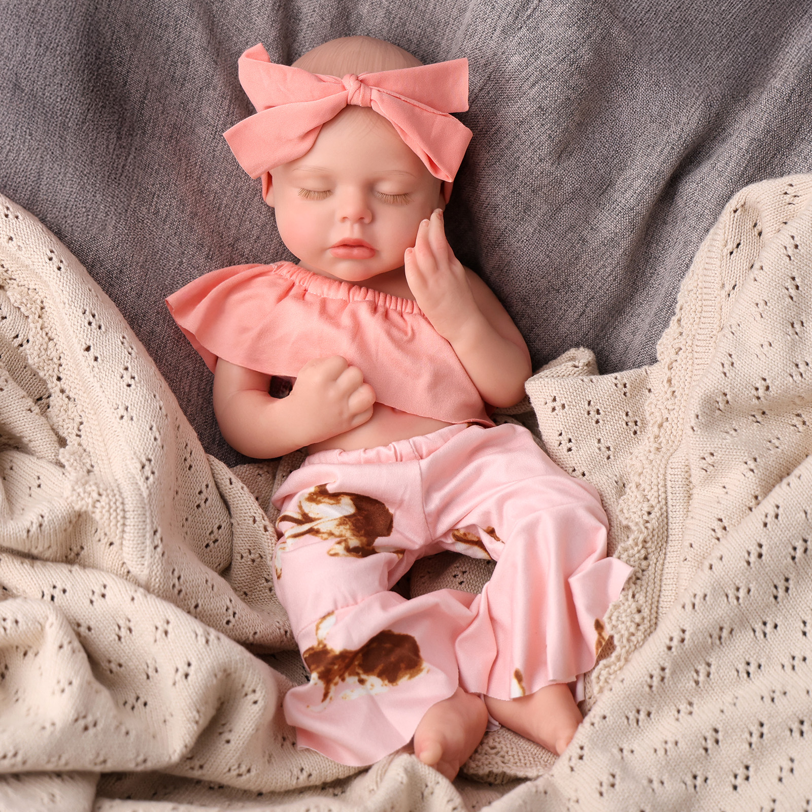 Babeside Realistic Silicone Baby Lucy 16'' Little Infant Twins Best Gift for Kid Only Left