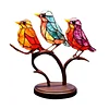 Acrylic Birds on Branch Statue Art Craft Stained Birds Ornament Collectible Gift