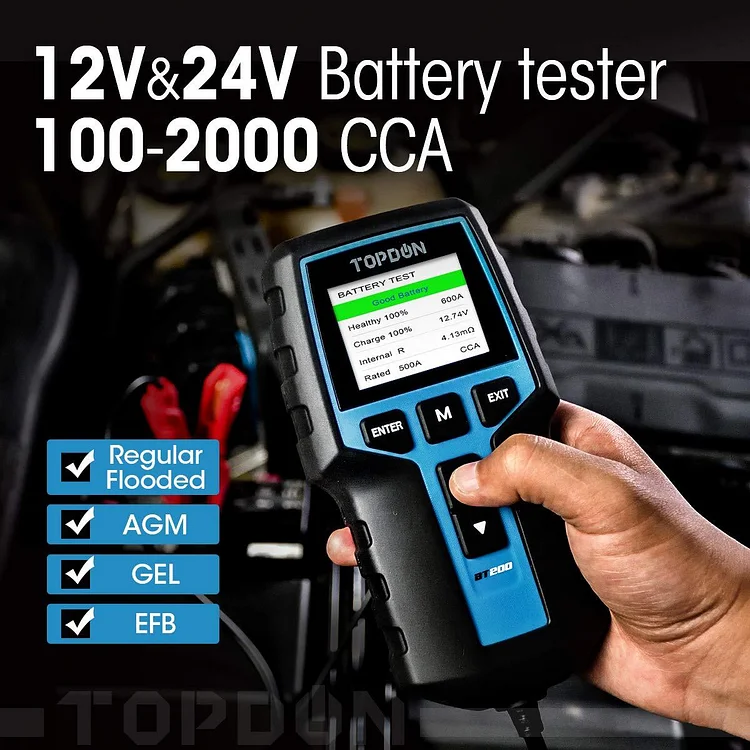 Topdon BT200 Car Battery Tester 24V 12V Load Tester