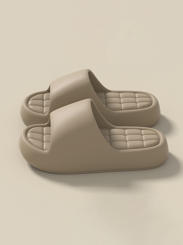 Solid Color Open Toe Slippers Platform Shoes COFFEE-38-39