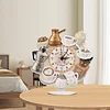 (US Local)5D DIY Special Shape Diamond Painting Desk Ornament Handmade Clock Kit(Tea Time)