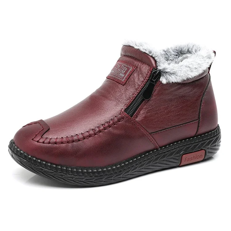 Women's Genuine Leather Non-Slip Zipper Ankle Boots trabladzer