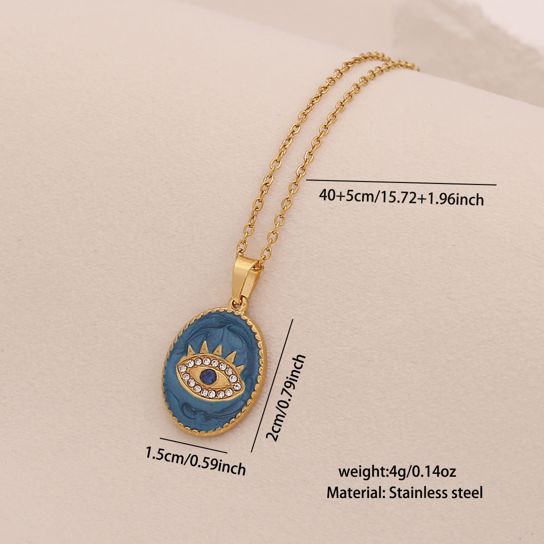 Drop Eye Pendant Necklace Personality Geometric Stainless Steel Clavicle Chain N1536