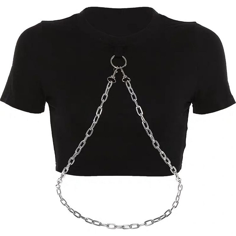 Gothic Grunge Chain Crop Top