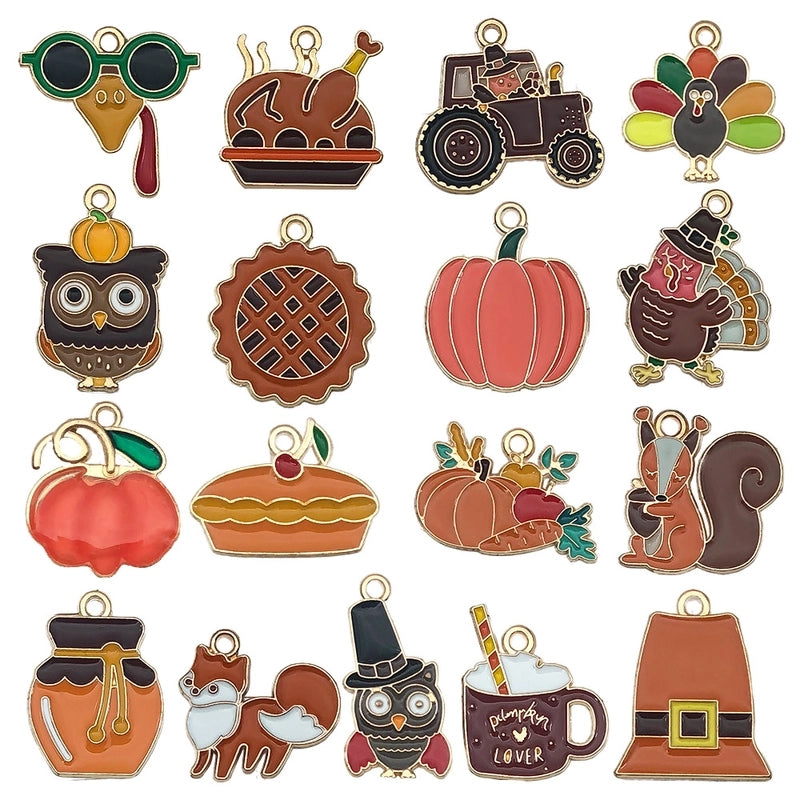 20 PCS/Package 19x18mm 19x22mm 23x14mm Alloy Animal Pumpkin Mushroom Pendant Jewelry Accessories