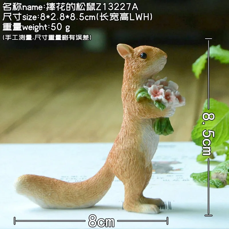 Lovely Squirrel Couples Model Cartoon Animal Figurine Home Decor Miniature Fairy Garden Statue Decoration