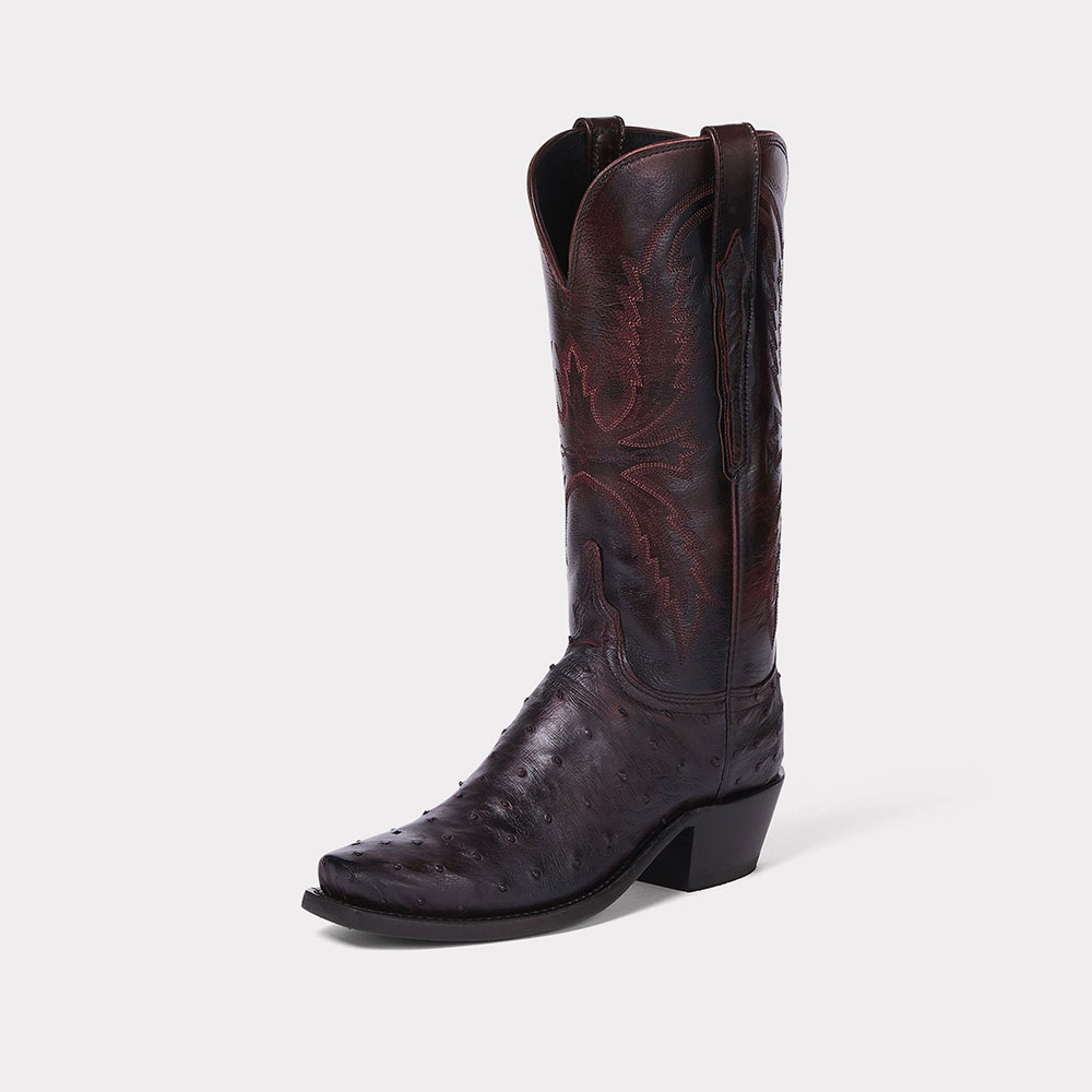 Square Toe Wing Embroidered Mid Calf Brown Cowgirl Boots for Women Nicepairs