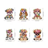 (US Only)6Pcs 2D/Flat DIY Dogs Diamond Painting Magnets Kit for Art Crafts Gift