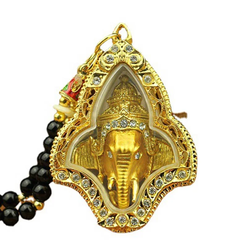 Obsidian Buddha Protection Black Bead Pendant Necklace