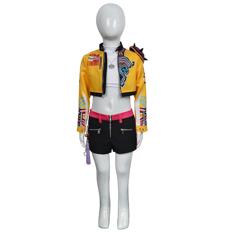 Kids Children KPop Demon Hunters (2025) Huntrix Rumi Mira Zoey Yellow Outfits Cosplay Costume