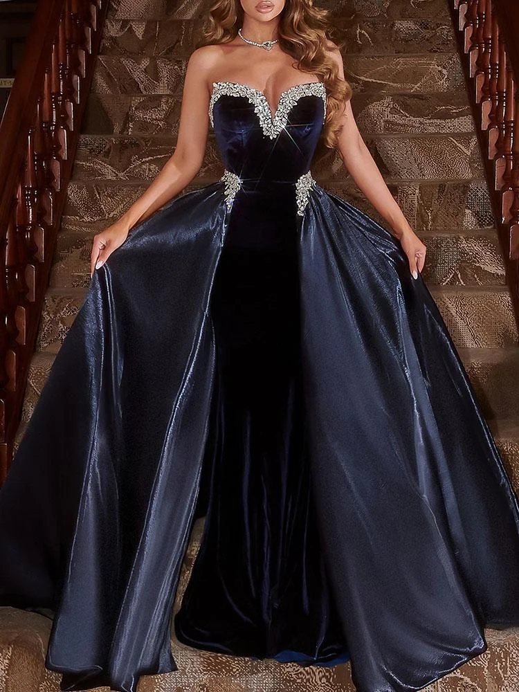 Promsstyle Promsstyle Elegant sweetheart neckline halter blue maxi evening dress Prom Dress 2023