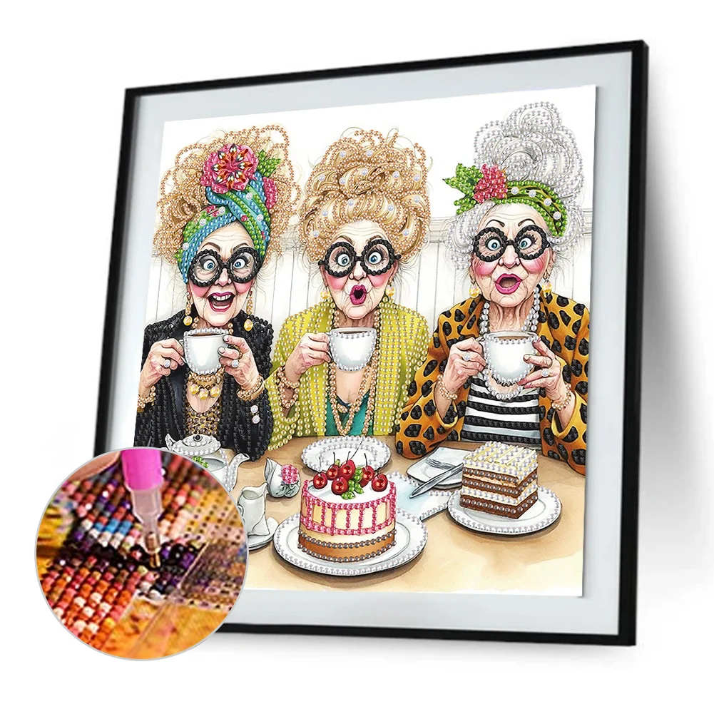 Diamond Painting - Partial Special Shaped Drill - Funny Granny(Canvas|30*30cm)