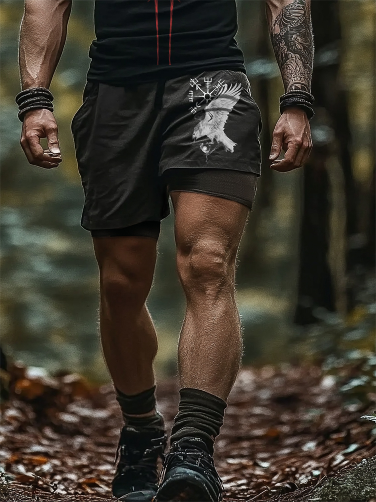 Men's Viking Retro Eagle Totem Rune Casual Pants / Rvogue / Rvogue