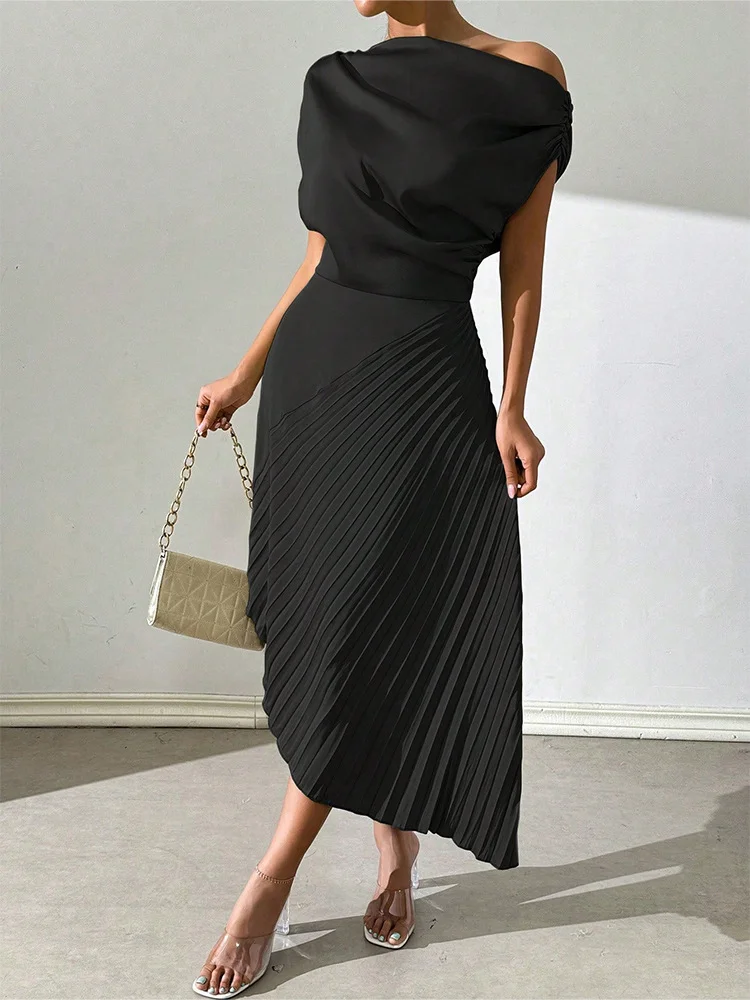 Elegant Ruffled Design Irregular Dress