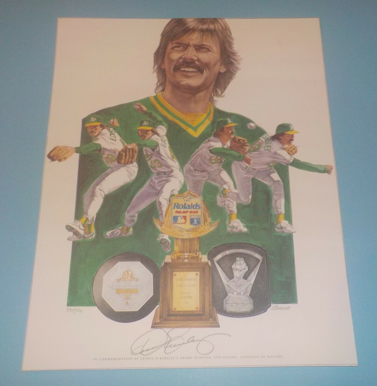 Dennis Eckersley Signed 11 x 14 Print Photo Poster painting Oakland A's Rolaids Limited Of 350