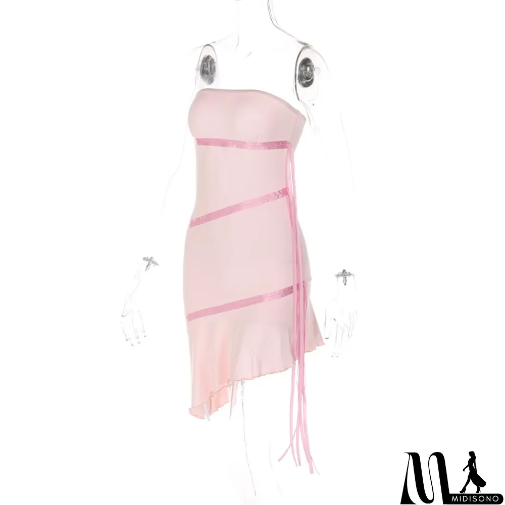 MidiSono - Spring Women'S Ruffle Sexy Strapless Fashion Dress