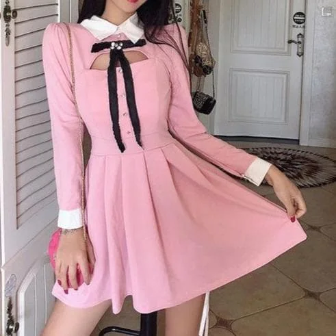 Black/Pink Chic Vintage Dress SP14831