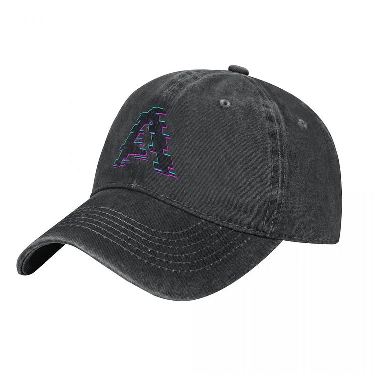 Letter A Glitch English Alphabet Baseball Cap Vintage Distressed Denim Sun Cap Unisex Outdoor Activities Hats Cap