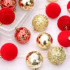 25PCS Golden Shimmers Christmas Velvet Hanging Decor Balls