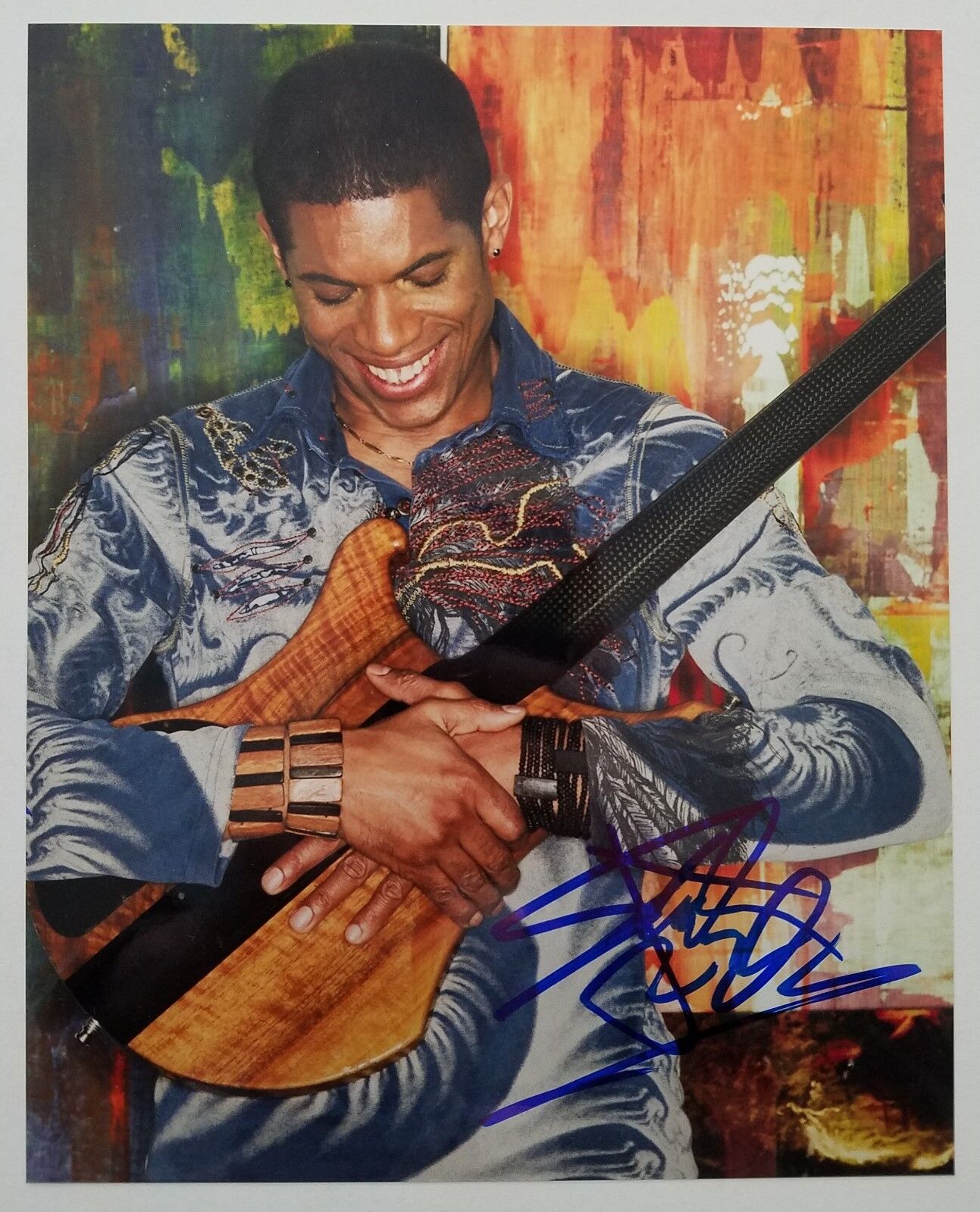 Stanley Jordan Signed Metallic 8x10 Photo Poster painting Legend Rock & Roll Jazz Guitarist RAD