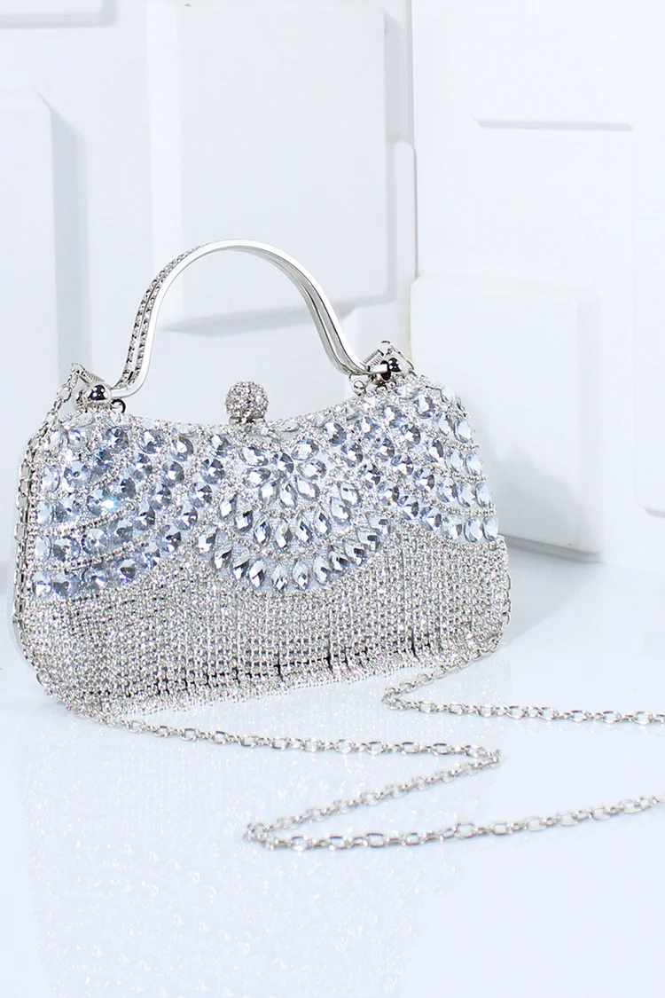 Evening Rhinestone Inlaid Tassel Trim Clutches Bags 2024 - Xpluswear