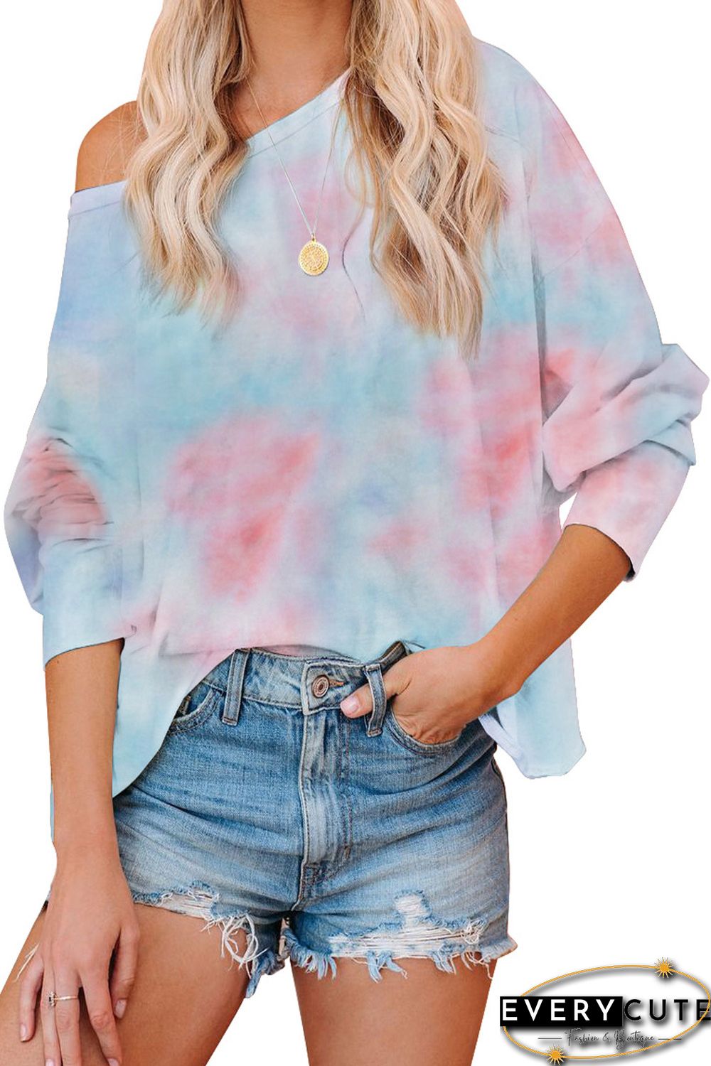 Orange Tie Dye Pullover Long Sleeve Top