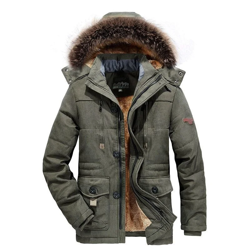 Men's Plus Size Fur Collar Padded Winter Jacket 6XL