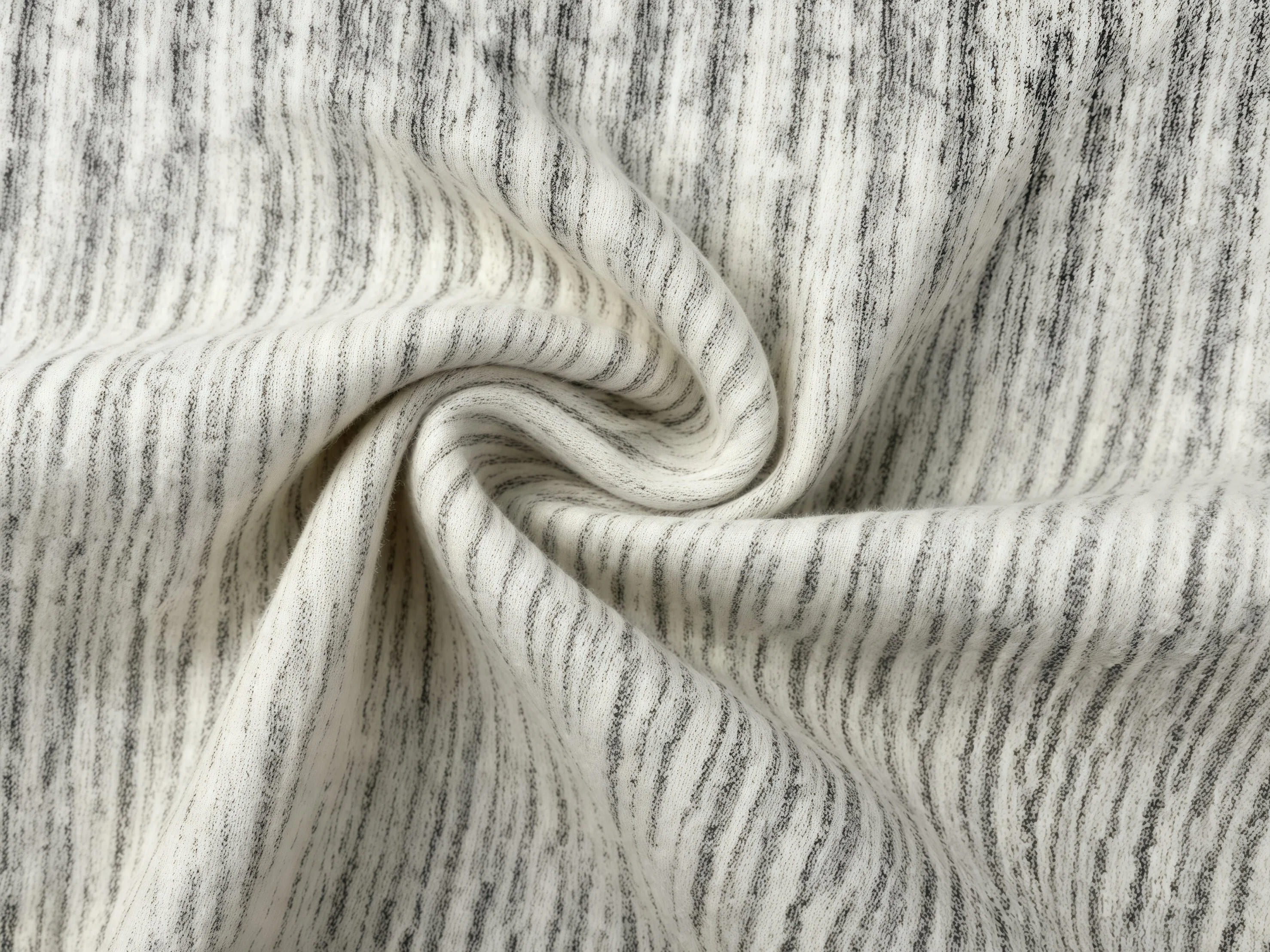 Off-White Marled Stripe Knit Fabric, Soft Stretch Material for Loungewear & Sewing