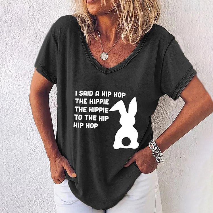 Comstylish I Said A Hip Hop The Hipple Easter Print T-Shirt