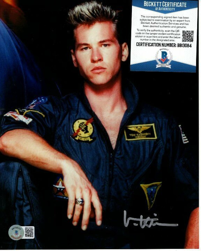 Val kilmer signed 8x10 top gun tom ice kazansky Photo Poster painting beckett bas