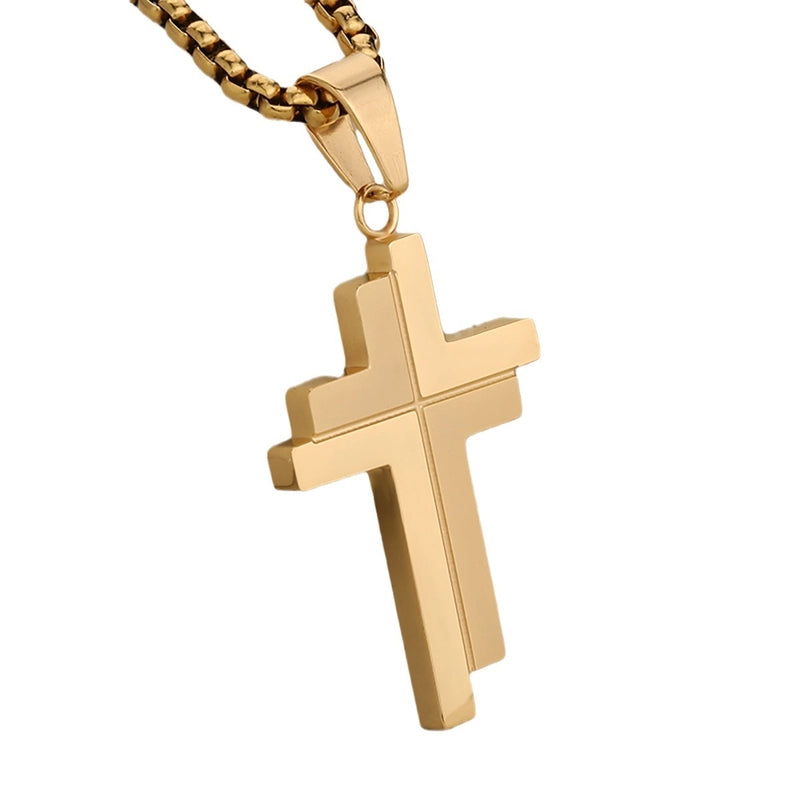 Minimalist Cross 304 Stainless Steel Mixed Metal Plating Unisex Men Pendant Necklaces