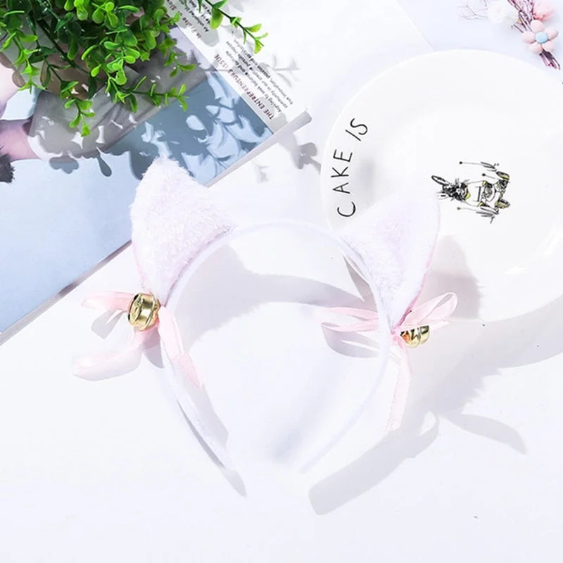 14 Colors Beautiful Masquerade Halloween Cat Ears Cosplay Cat Ear Anime Party Costume Bow Tie Bell Headwear Headband Anime
