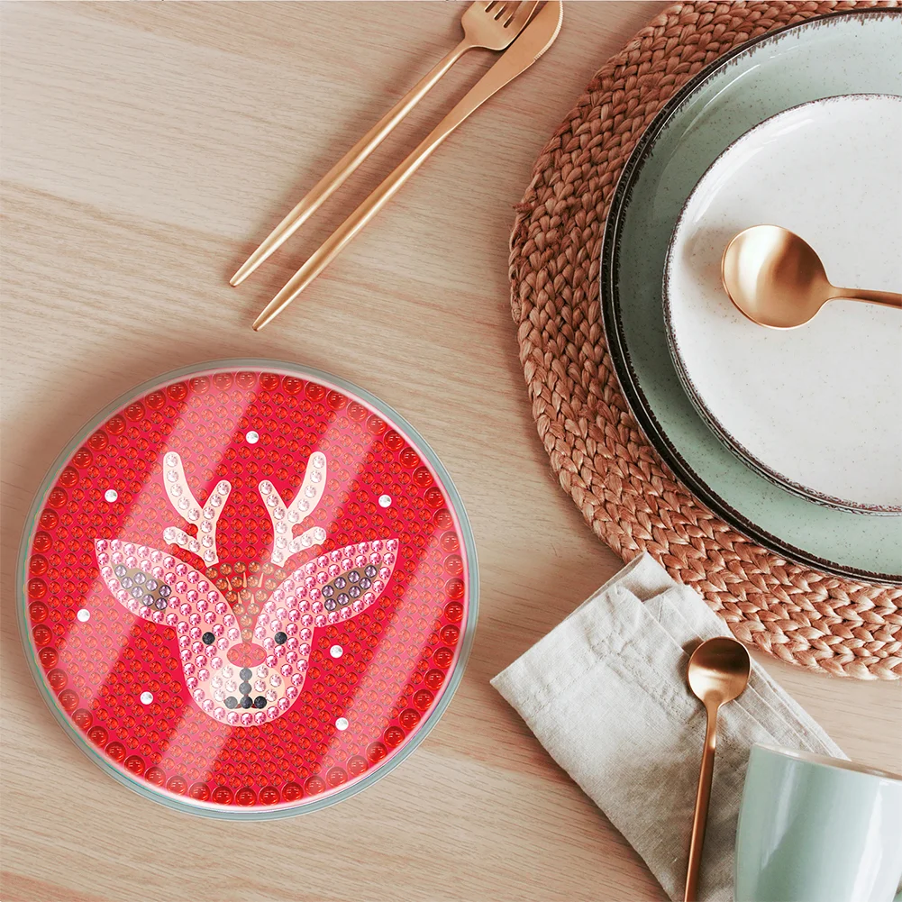 [Upgrade - Waterproof Coaster]6pcs DIY Christmas Coaster Set Holiday Christmas for Adults and Beginners(With Covers)