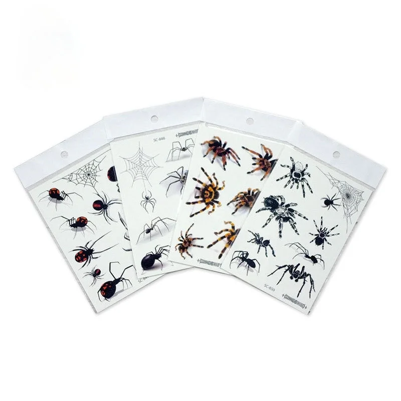 3D Spider Tattoo Stickers Temporary Tatoo Stickers For Halloween Fake Tatto Body Art Tatuajes Joke Tatouage Temporaire
