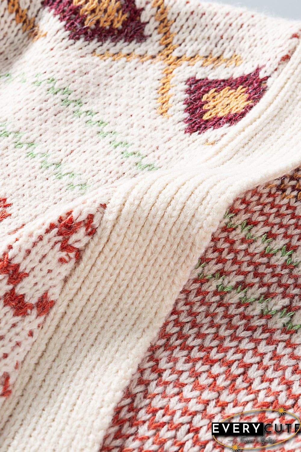 Multicolor Tribal Pattern V Neck Button Front Cardigan