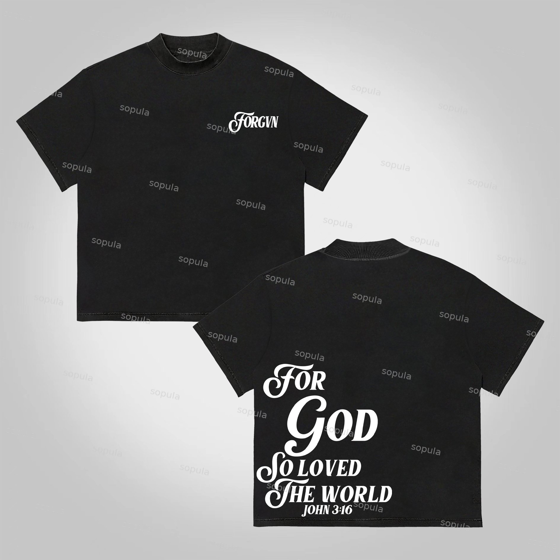 Sopula For God So Loved The World Print Cotton T-Shirt