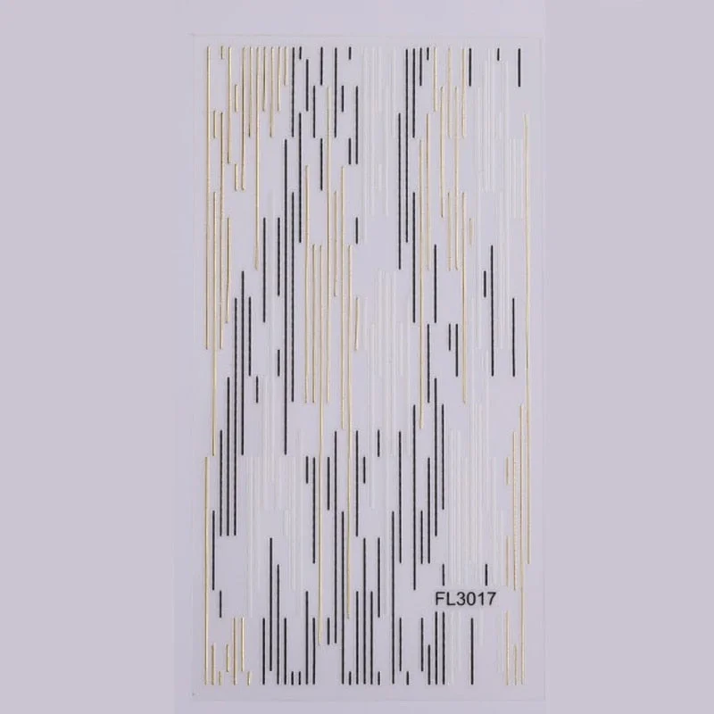 Gold 3D Nail Sticker Curve Stripe Lines Nails Stickers Gradient Adhesive Striping Tape Nail Foil Nail Art Stickers Decals Silver-Nail Inspo