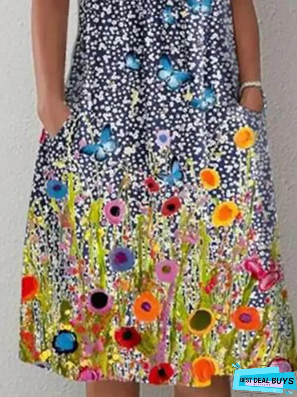 Women's Shift Dress Midi Dress - Short Sleeve Print Summer Hot Casual vacation dresses Blue